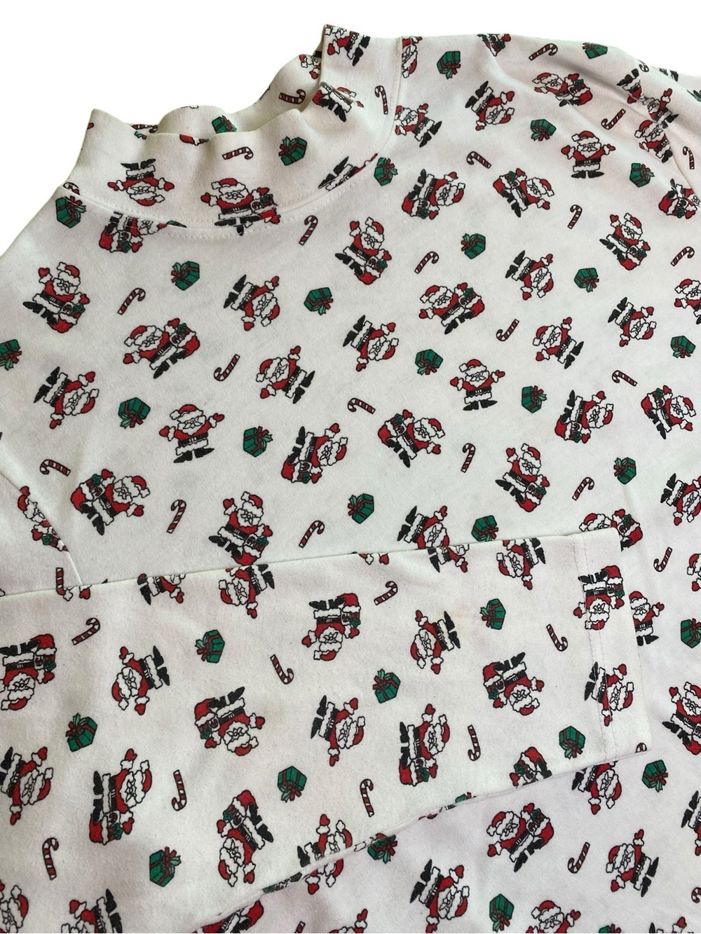 Vintage Christmas Mock Turtleneck Women’s L Santa Candy Cane Holiday Party 90s
